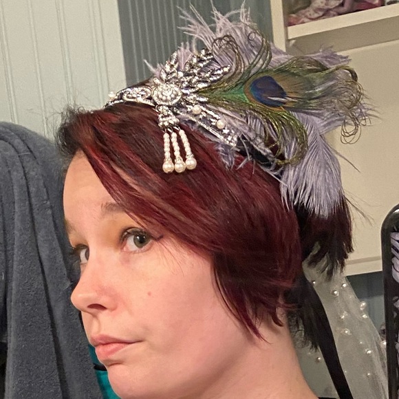 Gunmetal flapper wedding headband